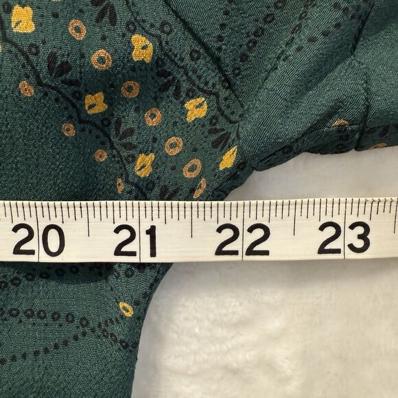 TOAST Bryn Midi Dress Pockets Green Navigation Print Floral Crepe Large - Picture 11 of 12